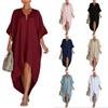 Loose Fit Beach Cover Up Dress Long Kaftan Robe with Pleated Design Vacation Wear Silk Feel Fabric Comfortable Lightweight