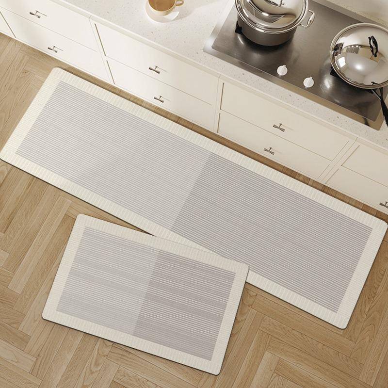 Rug For Kitchen Floor Mat Pvc Waterproof Leather Foot Mats Oil-Proof Non-Slip Long Carpet Simple Lines Home Decoration Rugs