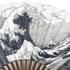 Stylish Business Fan Handkerchief Wave Pattern [Osaka Choseido] Men's Fan, Fan, Case, Included,