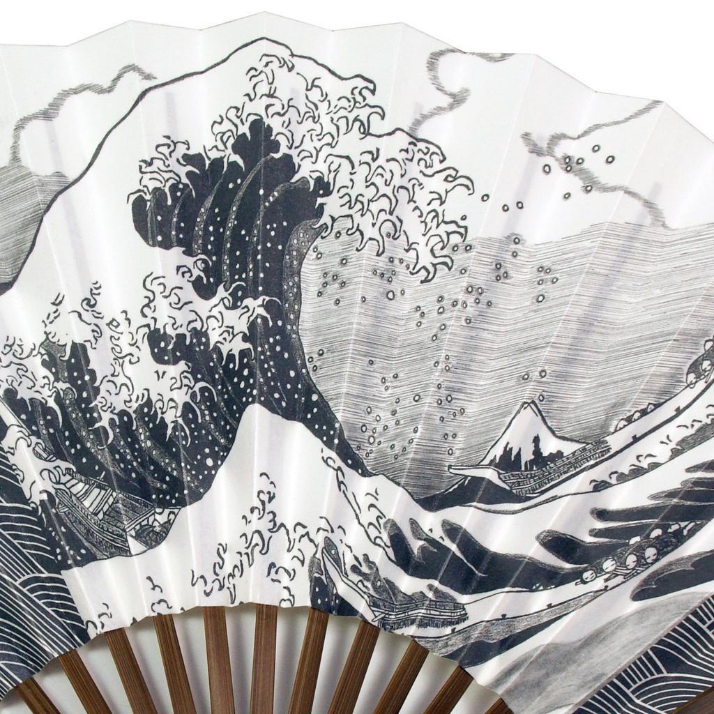 Stylish Business Fan Handkerchief Wave Pattern [Osaka Choseido] Men's Fan, Fan, Case, Included,