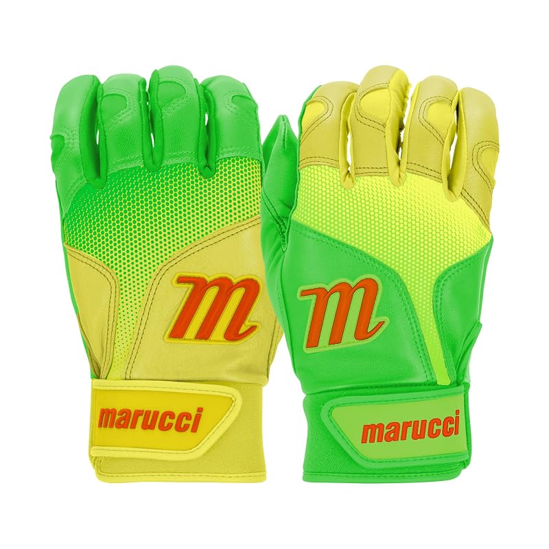 MARUCCI PWR Fade Youth Batting Gloves, Lime Green/Yellow, YS.