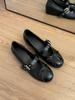 Retro bow inner height increase shallow mouth ballet single shoes women's one-word buckle with Mary Jane shoes