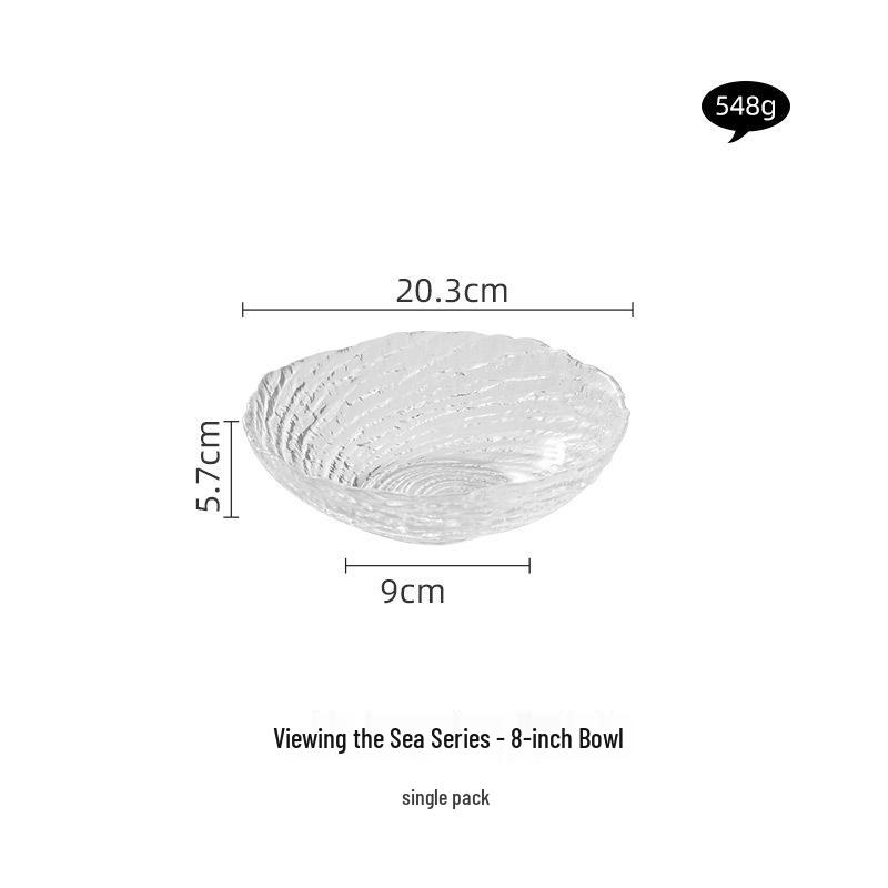 Canghai Glass Bowl & Plate Set: Minimalist, High-End Dessert, Salad, Fruit Bowls & Shallow Plates.