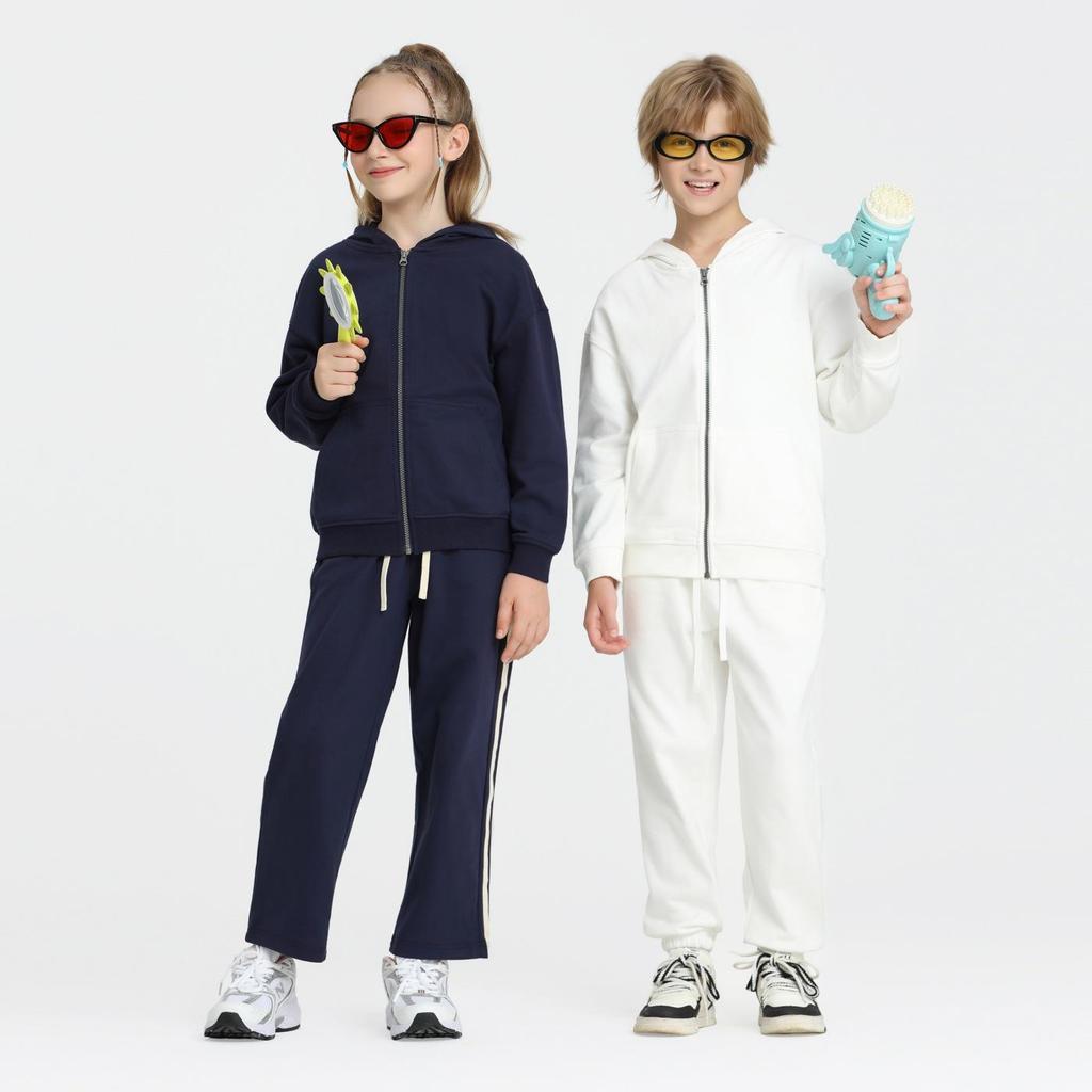 Kids' Terry Cloth Zip-Up Cardigan & Sweatpants Set - Spring/Autumn Trend