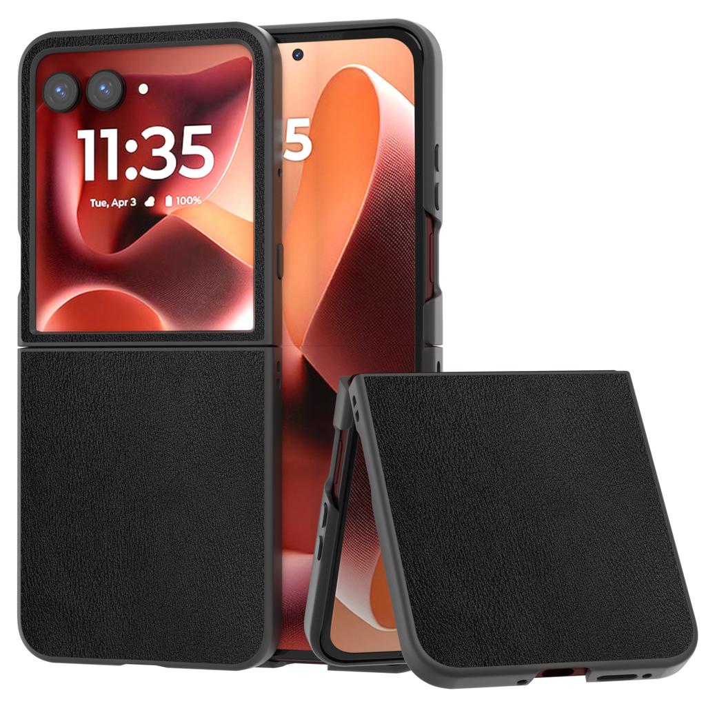 For Motorola Razr 60 Ultra 5G Case Electroplating Edge PU Leather Coated PC Phone Cover