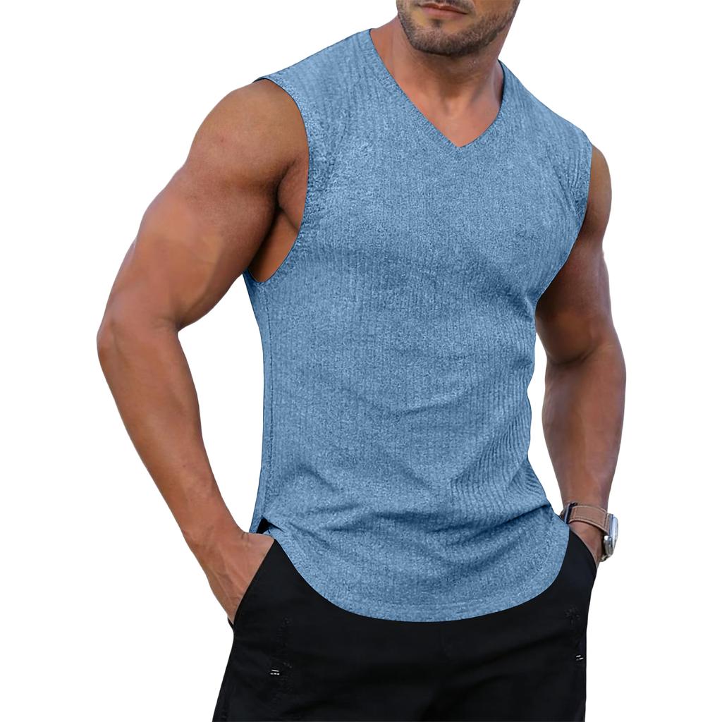 Herren Trainings Tops Sommer Fitnessstudio Fitness Sportliche Tanktops Lässig V-Ausschnitt Textur Muscle Fit Bequem Schnelltrocknend Westen