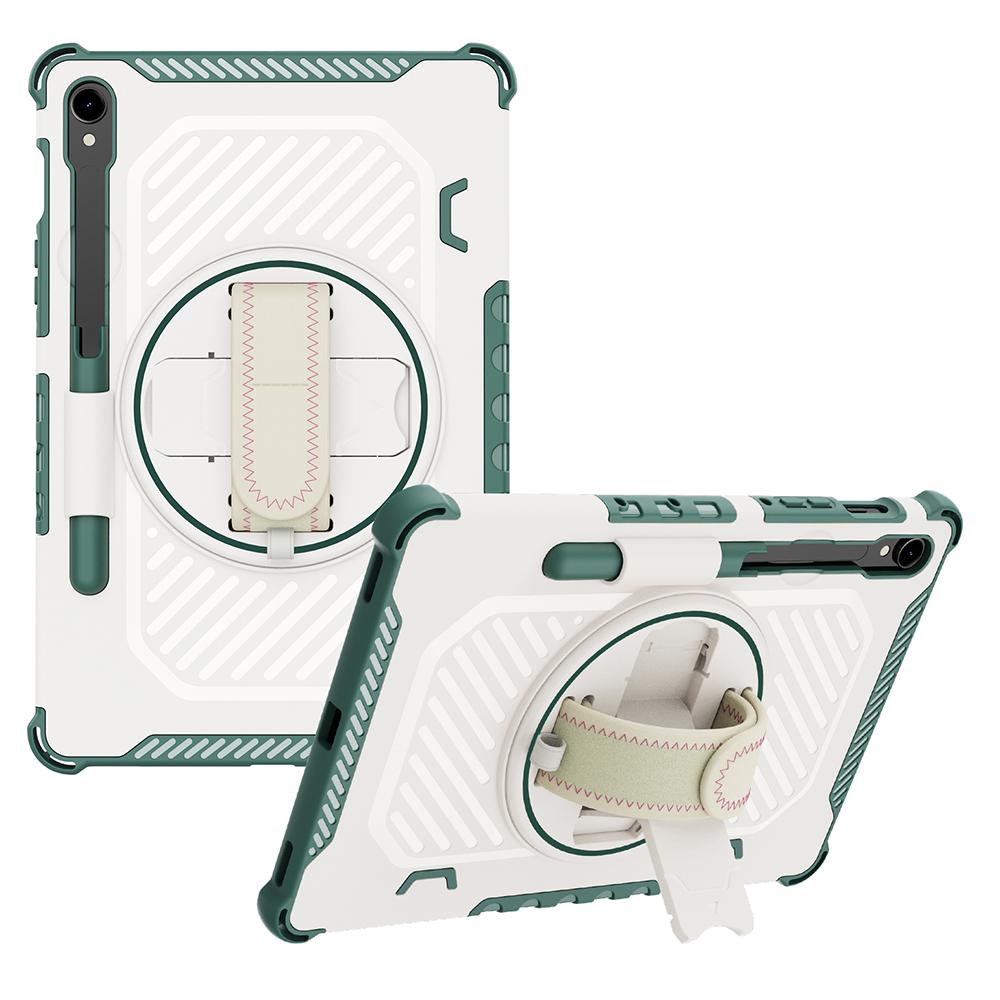 Kickstand Case for Samsung Galaxy Tab S9 FE/S9/S8/S7 PC+TPU Shockproof Tablet Cover with Hand Strap