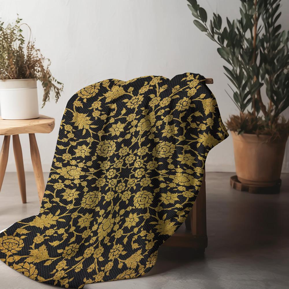 Black Floral Pattern Velvet Throw Blanket Sofa Bed Living Room Decorative Cushion Cover Gift