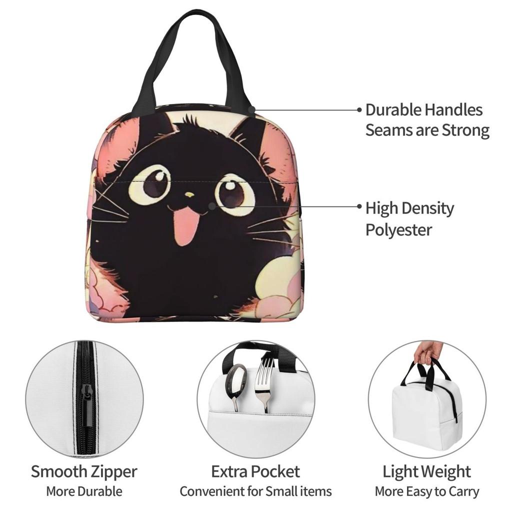Night Black Cat On The Clouds Insulated Lunch Bag for Women Children Portable Food Boxes Thermal Lunch Box Tote