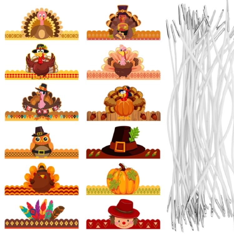 Creative Turkey Crown Paper Hat Festival Headwear for Festival Celebration Thanksgiving Accessories Turkey Headband