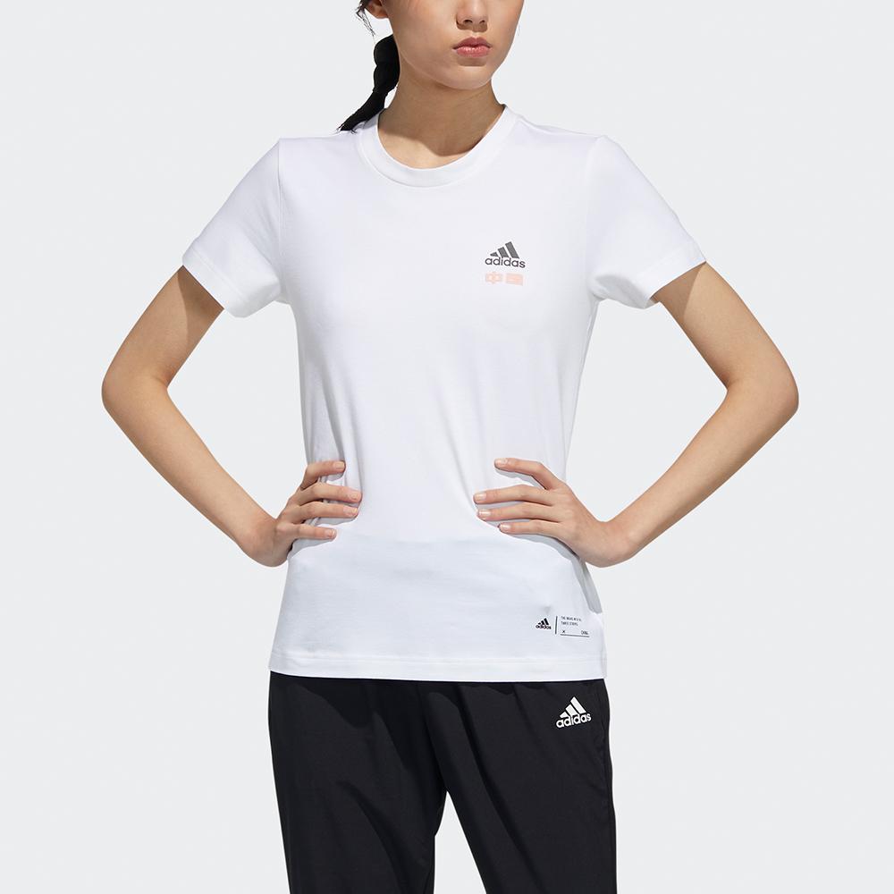 Adidas Panda Print Crew Neck Sports Tee Women Tops White GP1846
