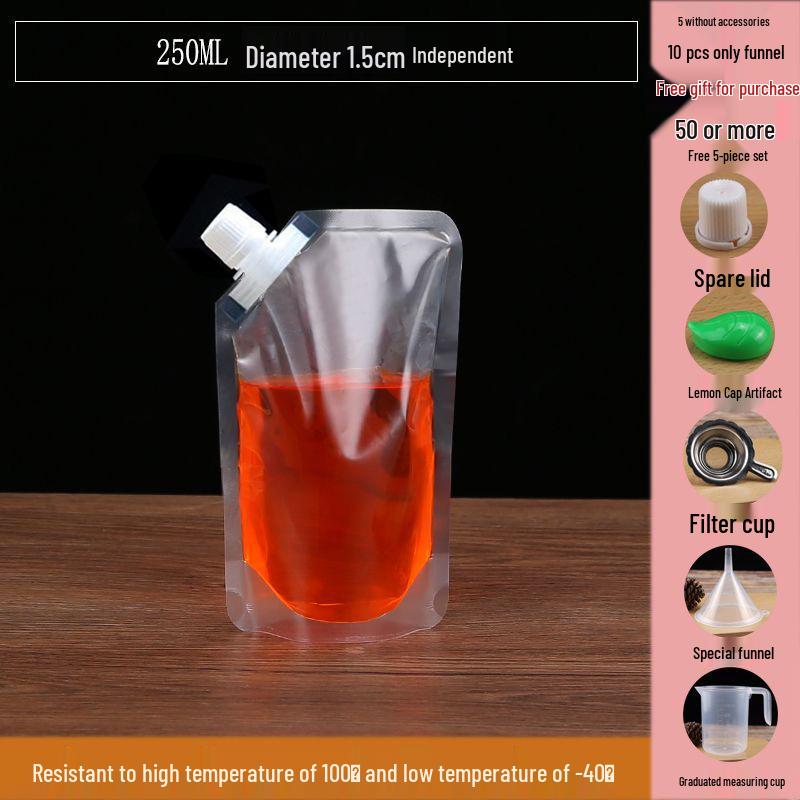 Disposable Transparent Spout Bag for Soy Milk, Chinese Medicine, Soup, or Beverages - Self-Standing and Convenient for Takeaway