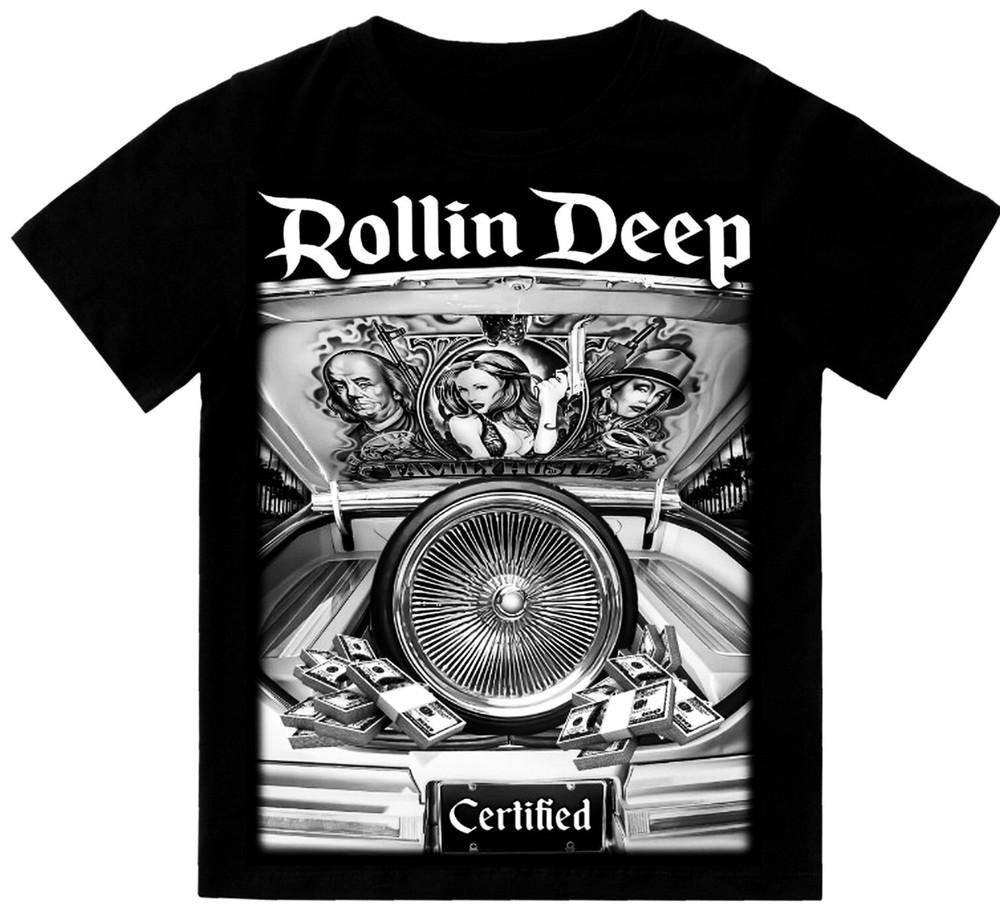 Rollin Deep Low Rider Chicano Art T-Shirt Print On Shaka Wear Heavyweight Tee Unisex T-Shirt L