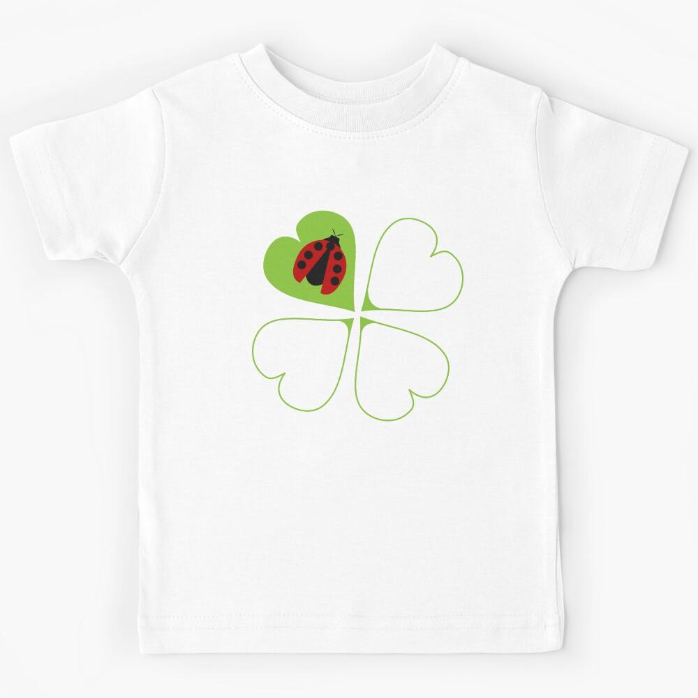 Minimalistic Ladybug and Four-Leaf Clover Kids T-Shirt 110