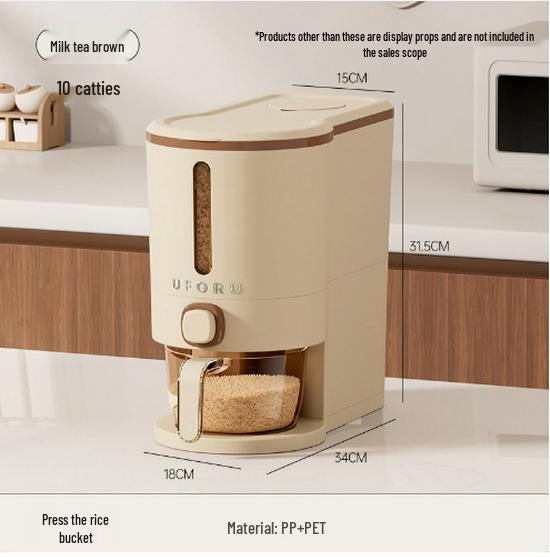 Milky White Rice Storage Container - Moisture & Insect-Proof, Food-Grade Sealed Bucket for Coarse Grains