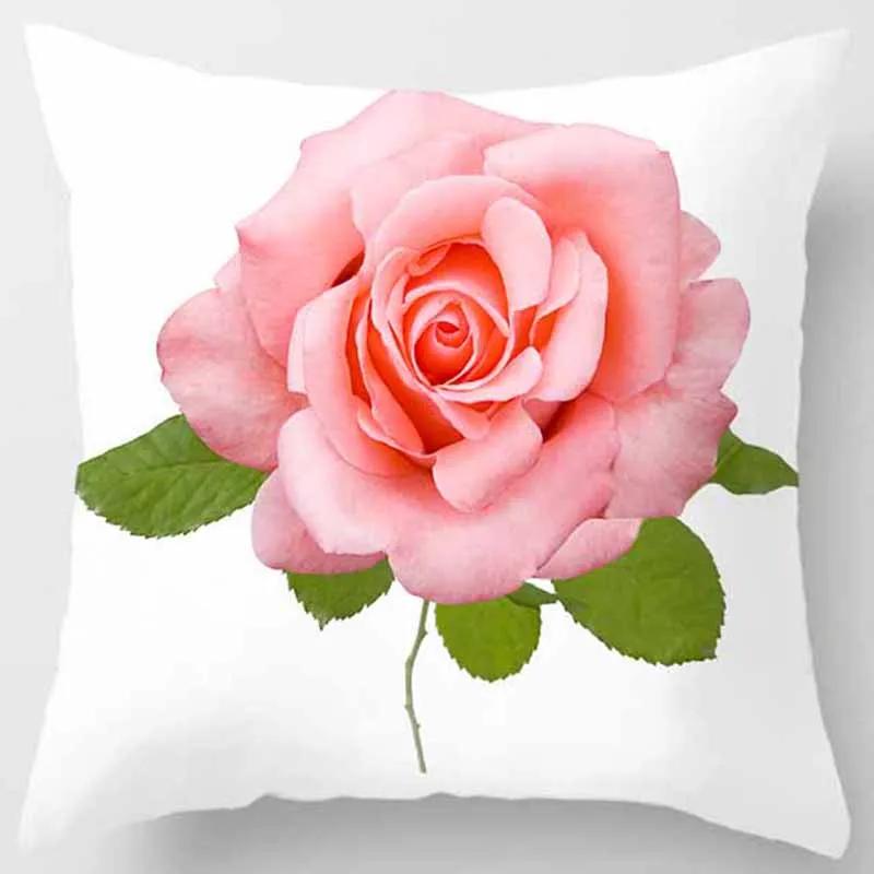 45x45cm Rose Series Pillowcase Yellow Pink Flowers  Sofa Office Seat Cushion Cover Room Aesthetic Home Decoration