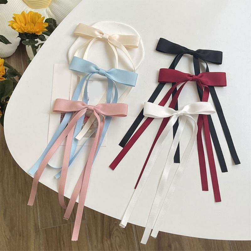 10PCS Soft Polyester Hair Barrettes Double Ribbon Bows Design Nonslip Duckbills Clip For Daily Use And Sports