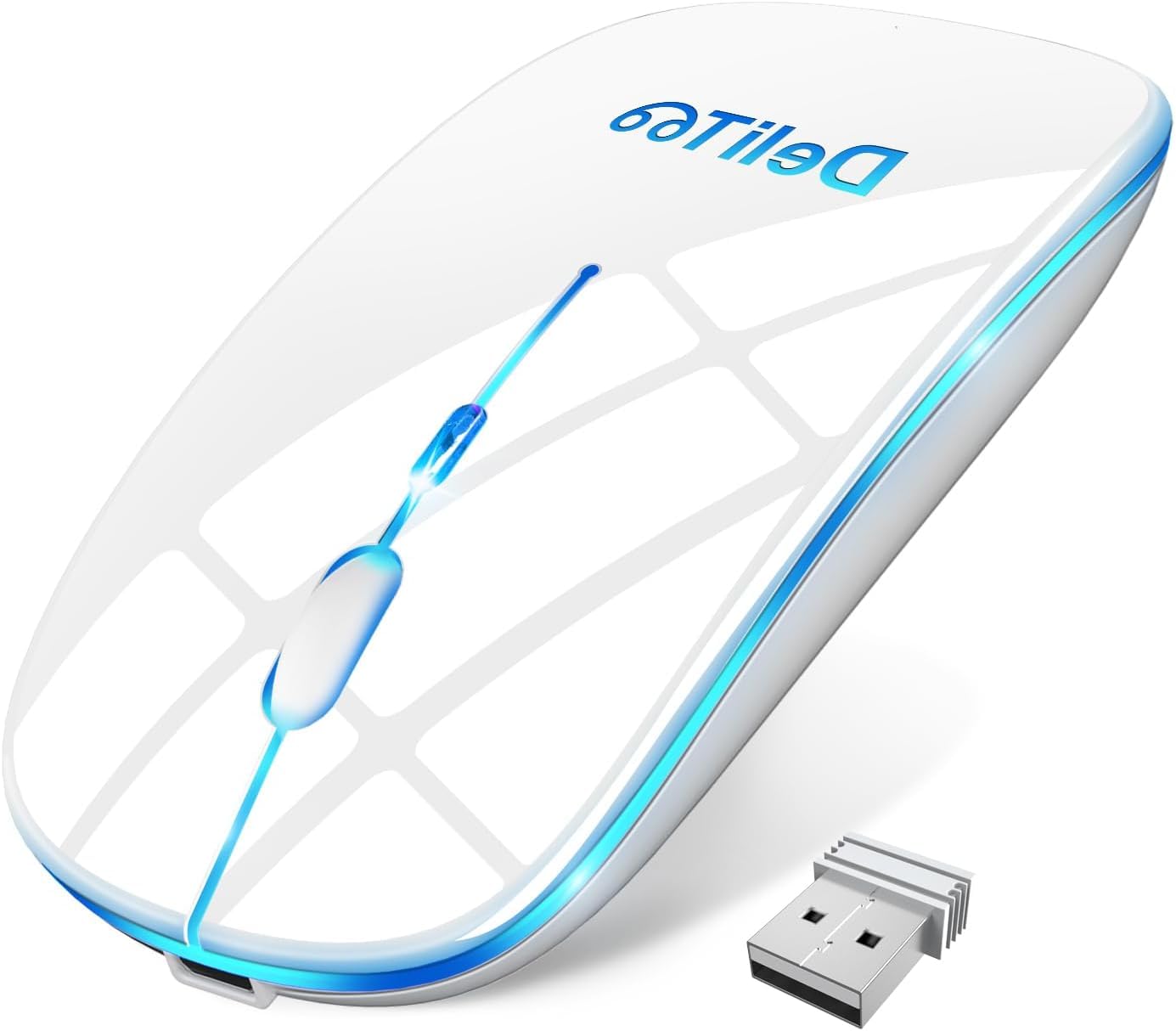 

Wireless Mouse, Wireless Mouse [Thin, 3-level DPI Switching] Quiet, 7-color Light Included, 2.4GHz, Power Saving Model, Optical, High Precision, Left