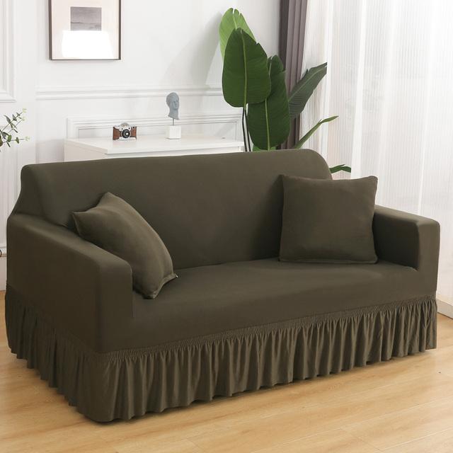High Stretch Sofa Cover For Living Room Spandex Corner Sofa Covers With Skirt Dustproof Non -Slip Sofa Slipcovers For Home Hotel