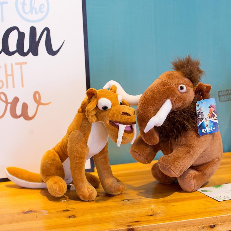 Peluche Cartoni Animati Era Glaciale Mammut Ripieno E Tigre dai Denti a Sciabola Animali Bambole Morbide Decorazione Stanza Regali di Compleanno Compagni di Gioco
