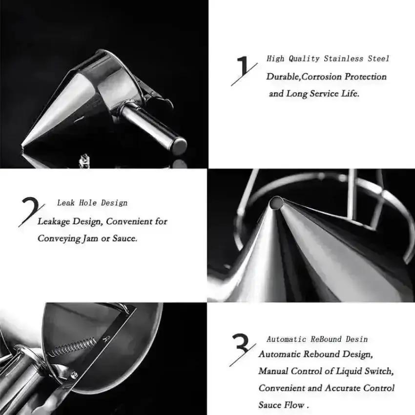 New Multi-Caliber Stainless Steel Funnel Dispenser Stand Cupcakes Baking Maker Tools Kitchen Accessori Pancake Batter Dispenser
