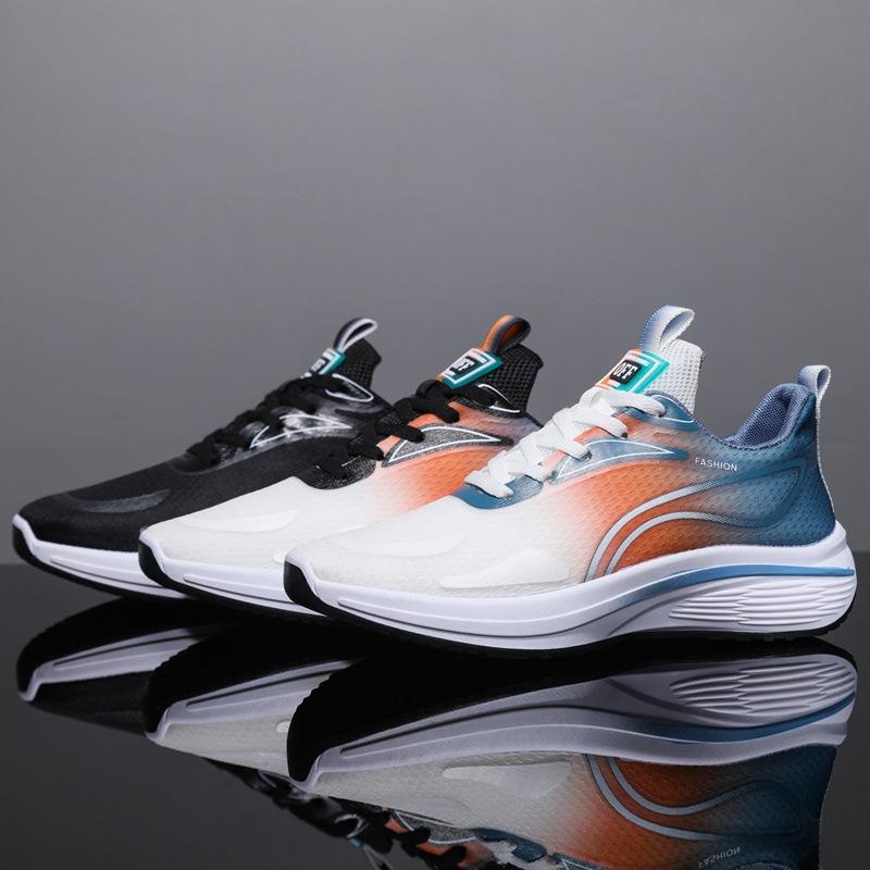 Men's running shoes men's summer shoes casual mesh breathable running shoes shock absorption light gradual change color sports shoes
