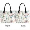  Floral Print Tote Bag Casual Stylish Large Capacity Daily Shopping Portable Handbag for Women