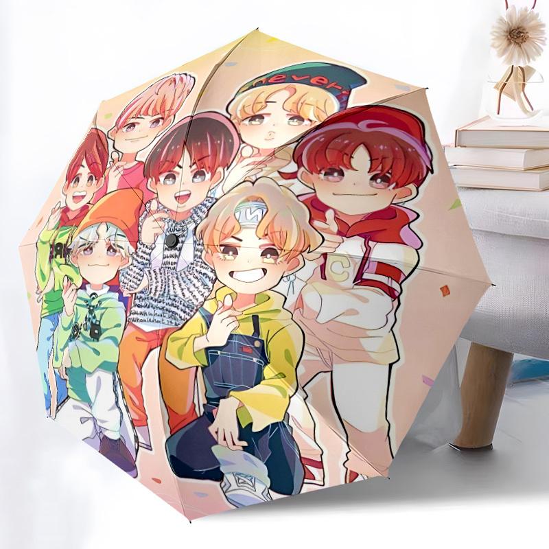 1pc TNT Automatic Folding Umbrella - Compact 8-Rib Design, Durable Plastic & Iron, Perfect Gift for Friends & Family, Yy250923022