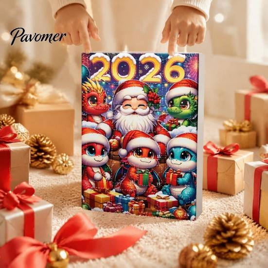 Holiday Hanging Ornaments Dragon Advent Calendars 2026, 24 Days Christmas Countdown Calendar with Surprise Gifts for Kids 2D Acrylic Ornaments,