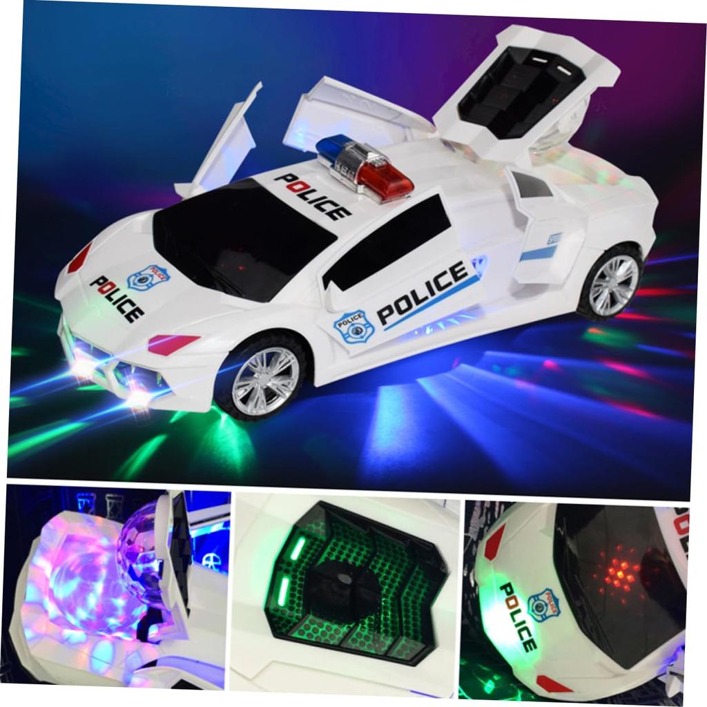 EXCEART Halloween Police Car Toy with Lights and Musical Racing Toy for Electric Halloween 1-Piece Sounds, Kids, White,