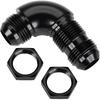12AN Male Flare 90 Degree Bulkhead Full Flow Fitting Adapter with AN12 Nuts Aluminum Black