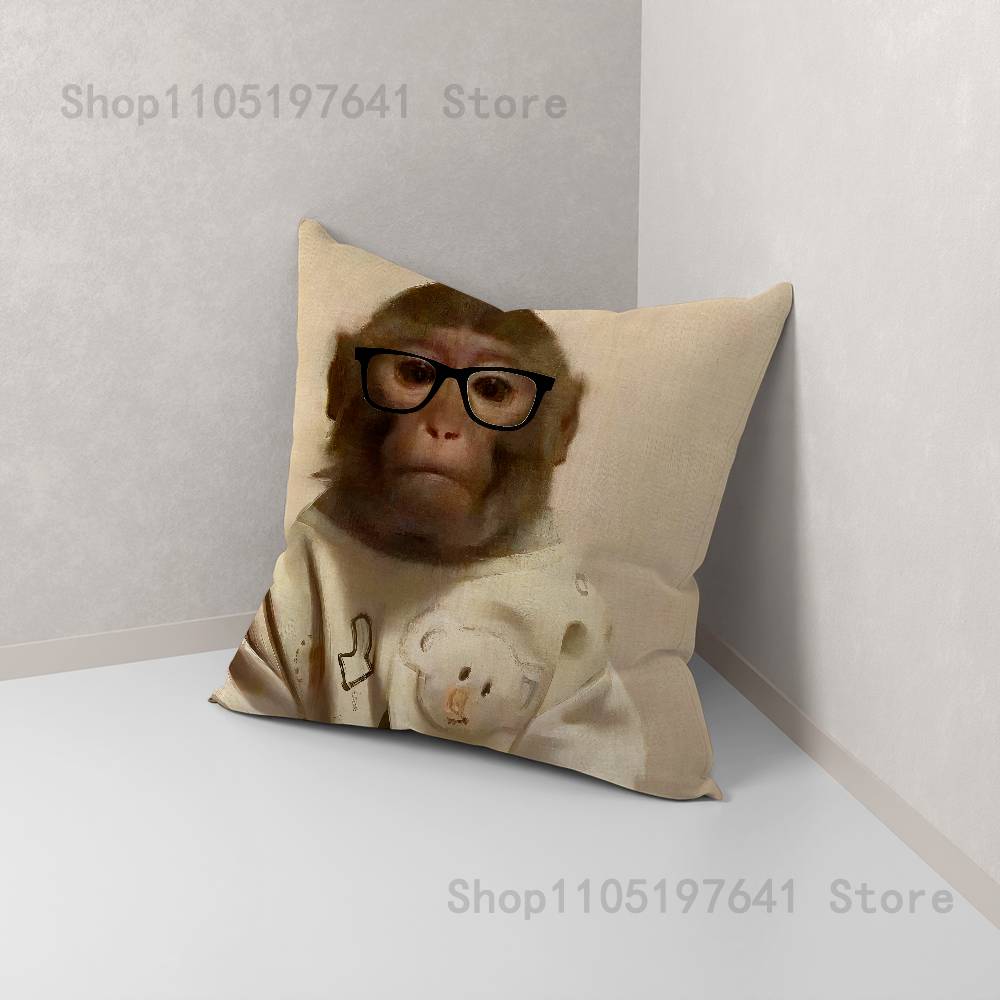 Funny Cute Monkey Emoji Pillow Case For Sofa Decor Car Office Room Printing Cushion Cover Decorations and Protector