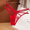 Transparent Sexy Pearl Flower Women Cross Belt Briefs Lace G-String Women's Thong T Panties