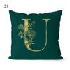 1Pc Green Pillow Cover 45*45cm Gold Letters Throw Pillow Cushion Cover Car Home Decoration Sofa Cushion Covers Pillowcase