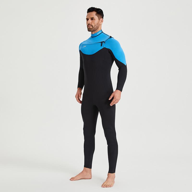 2/3Mm One-piece Horizontal Zipper Wetsuit Warm Men's and Women's Super Elastic CR Long-sleeved Diving Surf Suit Wetsuit