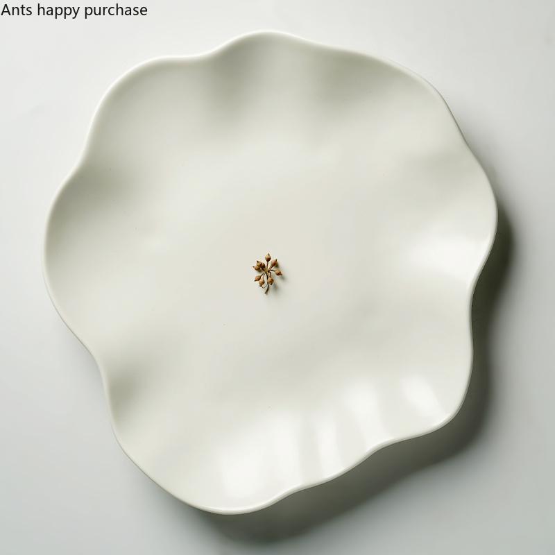 White Irregular Ceramic Dinner Plate Western Steak Plate Dim Sum Plates Tableware Fruit Salad Bowl Sushi Dish Pasta Plates Tray