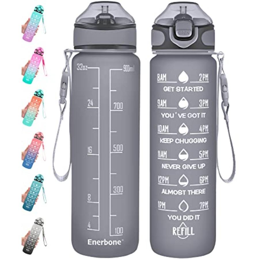 

32 oz Drinking Water Bottle with Times to Drink and Straw Motivational with Carrying Strap Leakproof BPA Toxic Free Ensure You United States