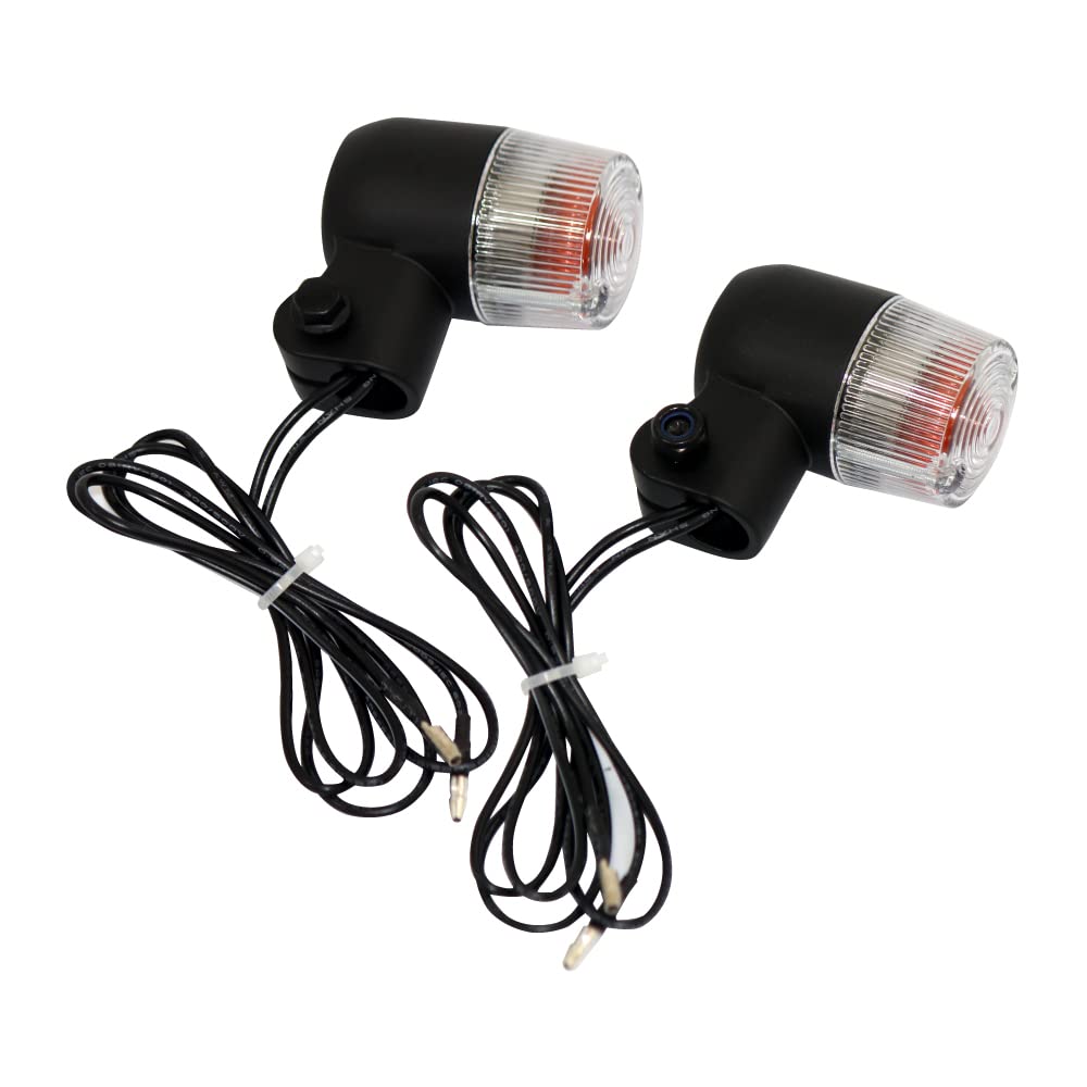 Universal Round Mini European Turn Signals, Black/Clear, Set of 2