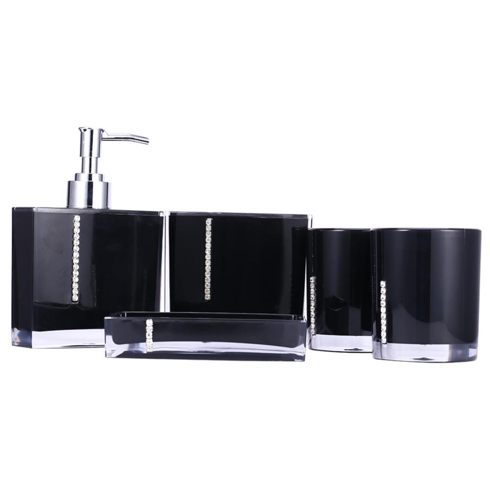 Black Bathroom Accessories Set Acrylic Bath Vanity Set Luxury Bathroom Decor Set Guest Bath