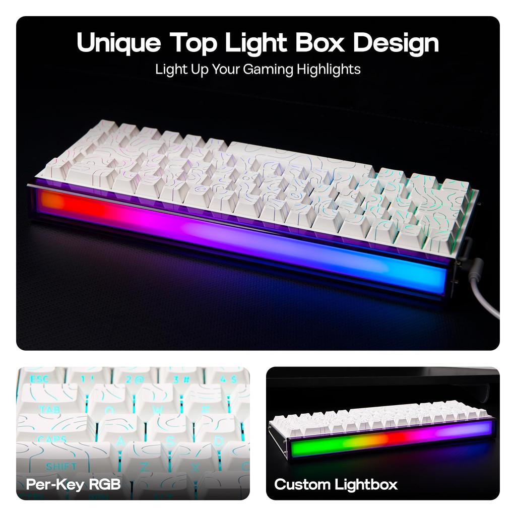 EPOMAKER Aula Hero68 HE Kablet Magnetisk Spilltastatur med Justerbar Rask Hall-effekt 8kHz Lyd RGB Boks Bakbelysning 0.01mm Aktivering, Brytere,