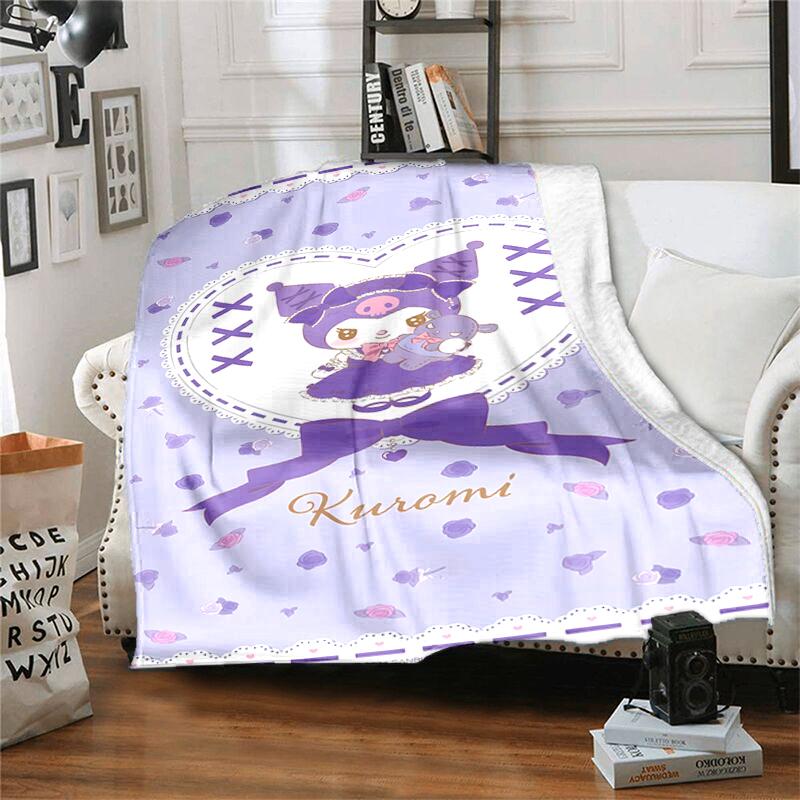 1pc Blanket Sanrio Kuromi2 Print Design, Lightweight Blanket for Sofa, Bed- Soft &Warm, Gift for All Seasons Like Christmas, Halloween