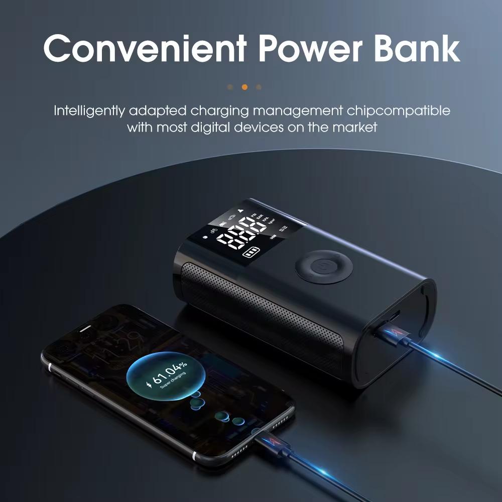 Carsun Portable Inflator Compressor Pump Cordless Electric Tire Pump Smart Digital Display with LED Light for Car Motorcycle Bicycle Tire Ball