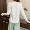 Plus Size Womens Curved Hem Slimming Long Sleeve T Shirt Casual Fall Winter Bottoming Top