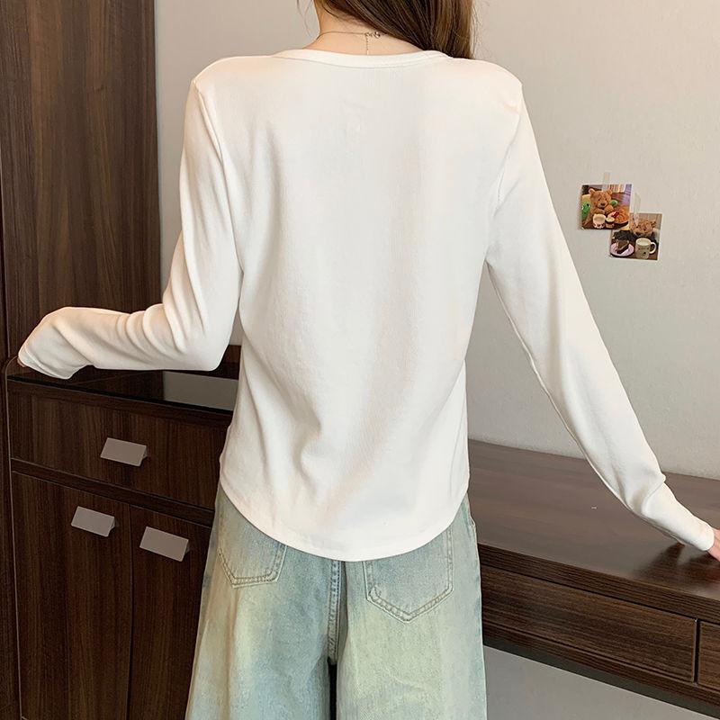 Plus Size Womens Curved Hem Slimming Long Sleeve T Shirt Casual Fall Winter Bottoming Top
