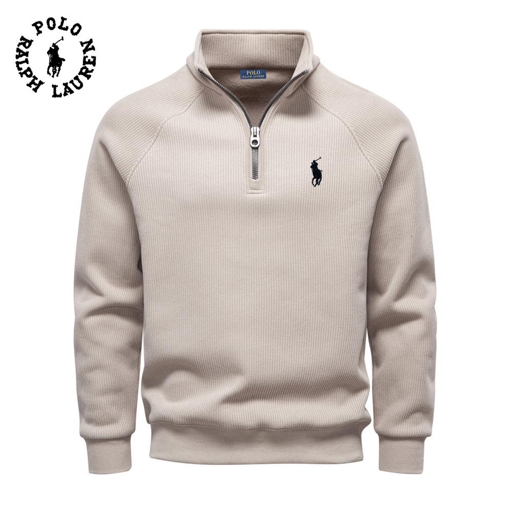 

Polo Ralph Lauren 2025 Новая осенне-зимняя вышивка Худи на молнии до половины Воротник-стойка Модный Универсальный Плюшевый Мужской Худи XXL