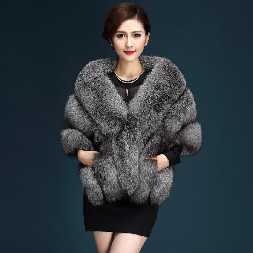 Autumn and Wnter Stylish Imitation Fox Fur Shawl Vest Women Jacket Cape Winter Coat Short Thick Warm Fur Jacket Women Tops
