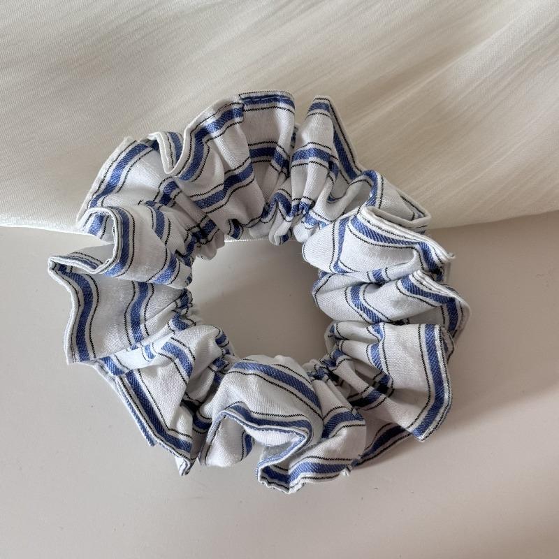 Blue and White Checkered Fabric Hair Band for Short Ponytails, Elegant and Versatile Headband for Updos