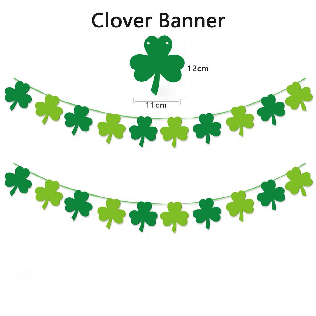 Irish Festival Decoration Clover Step Line Latte St. Patrick'S Day Decoration Lucky Grass Flag Glitter Decoration