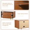 Living Room TV Stand Spacious Countertop Cabinet with 2 Drawers Two Rattan Bedroom Media Console Sliding Doors Metal Legs Furniture