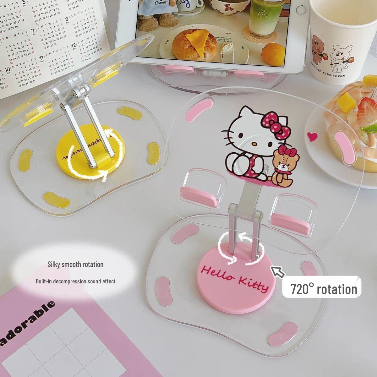 

Cute Cartoon Folding Tablet & Phone Stand, 360° Rotation for Desktop & Outdoor Use розовый